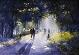 300x210 Paintings - Morning Walk Painting