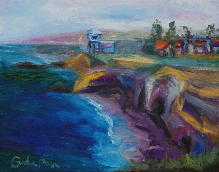 770x605 Saatchi Art Morning Walk By The Sea Painting By Dixie Galapon - Morning Walk Painting