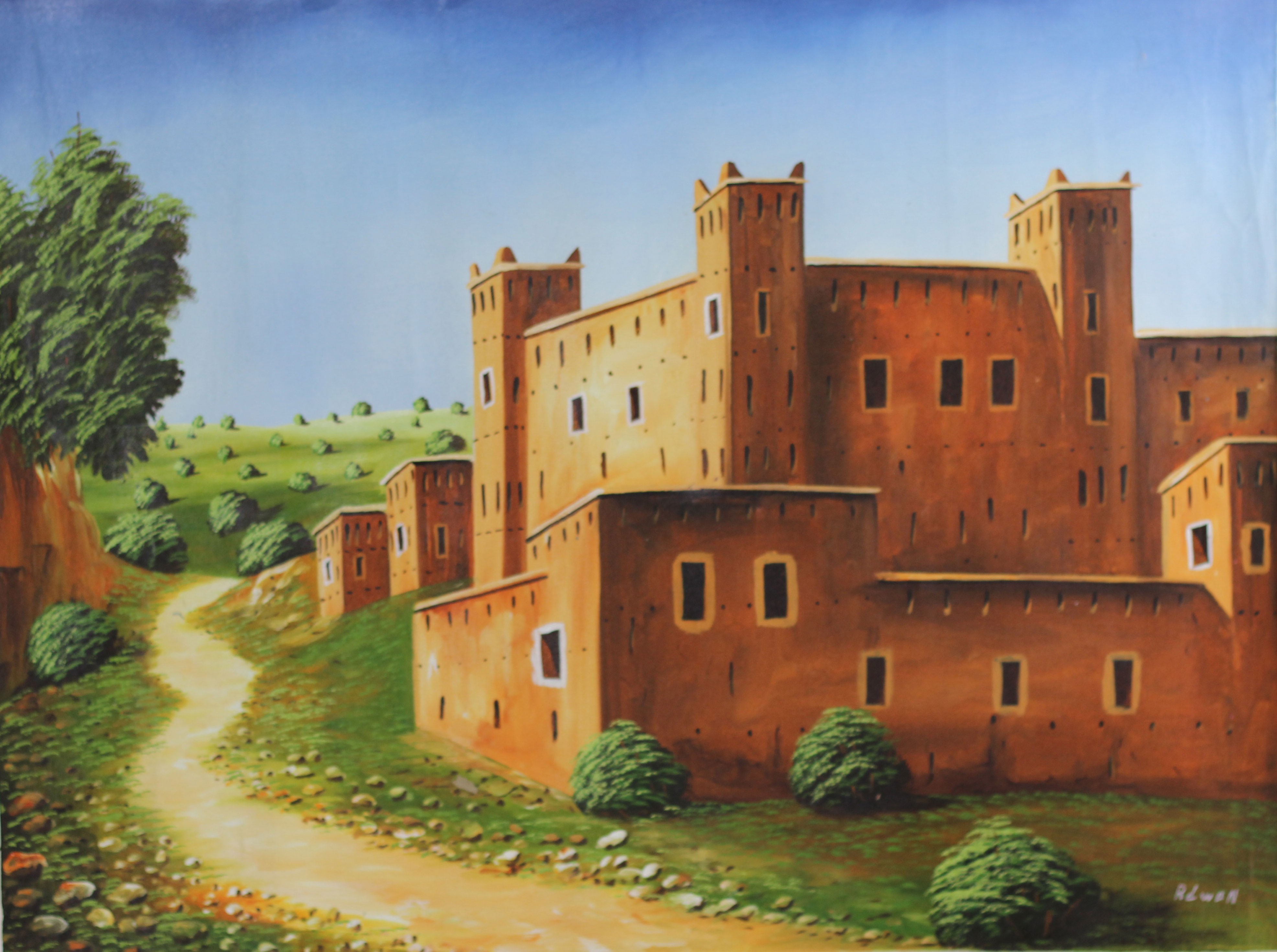 3945x2942 Moroccan Kassba Ouarzazate Oil Painting - Moroccan Painting