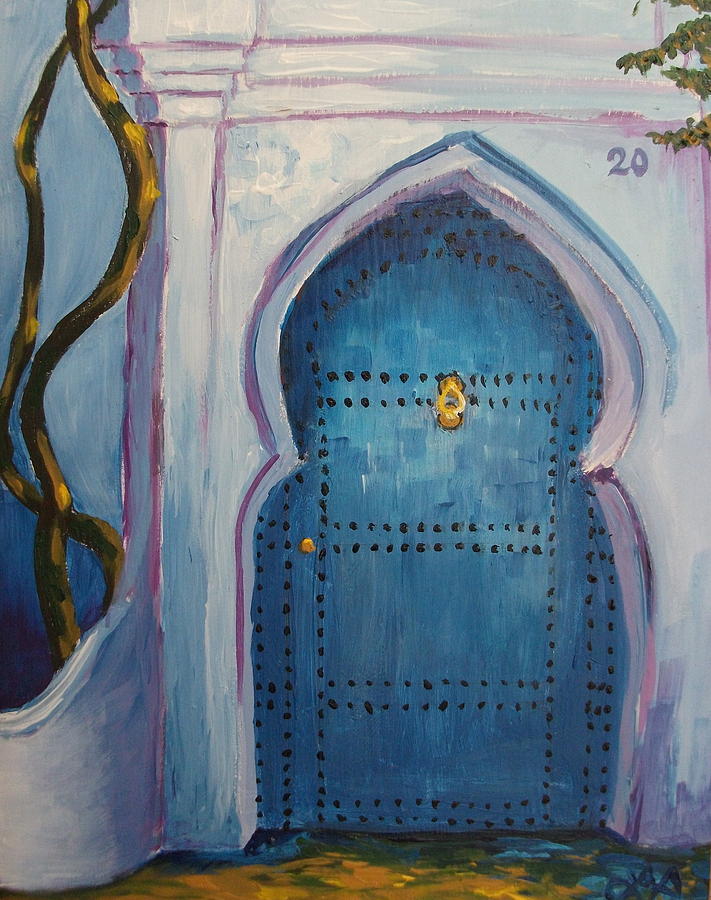 711x900 Blue Moroccan Entrance Twenty Painting By Leigh Ann Inskeep Simpson - Moroccan Painting