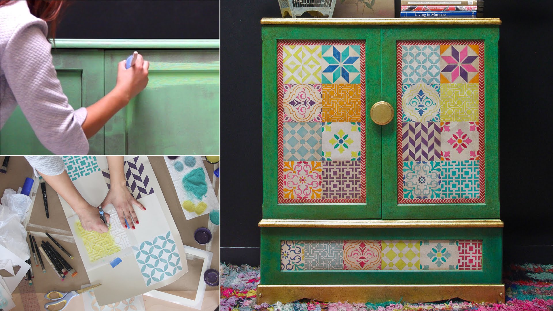 1920x1080 How To Stencil Furniture With Chalk Paint Amp Boho Style Tiles - Moroccan Style Painting