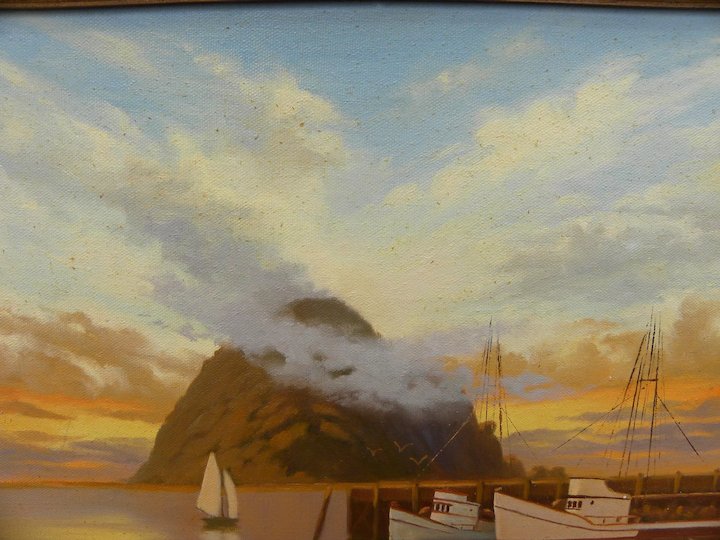 720x540 Marjorie Sharpe (20th Century California) Plein Air Luminous - Morro Bay Painting