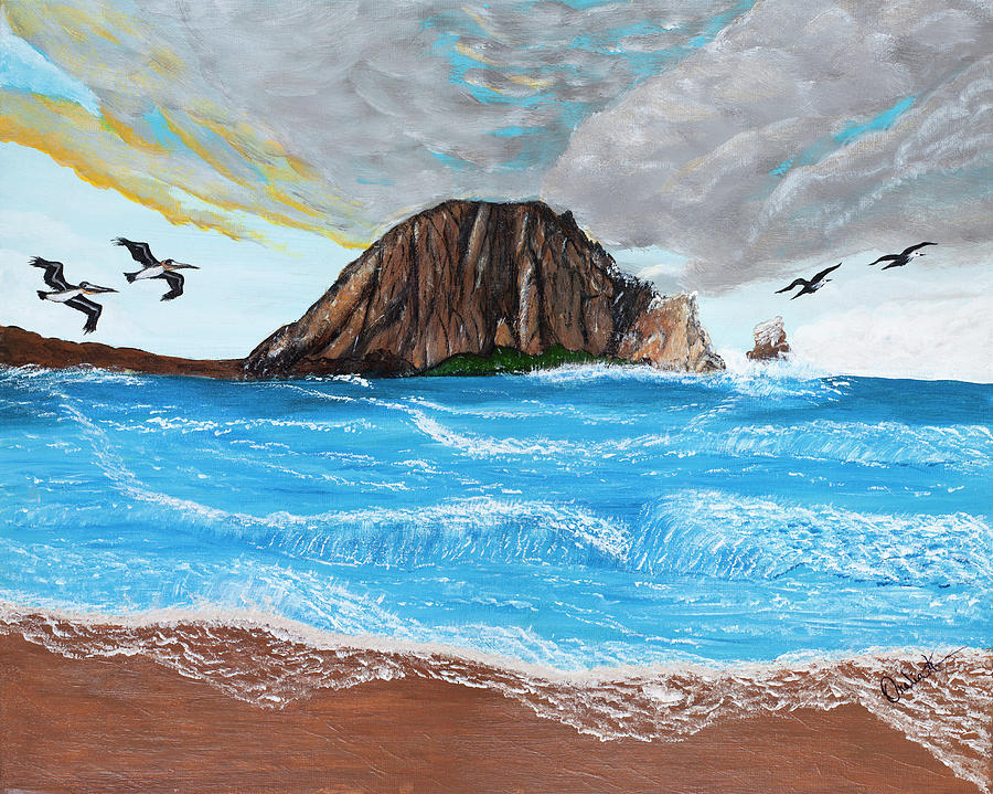 900x719 Morro Rock Painting By Oralia Kruse - Morro Bay Painting