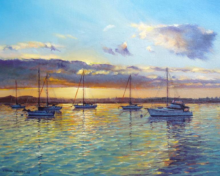 770x616 Saatchi Art Morro Bay Anchorage Painting By Christopher Walsh - Morro Bay Painting