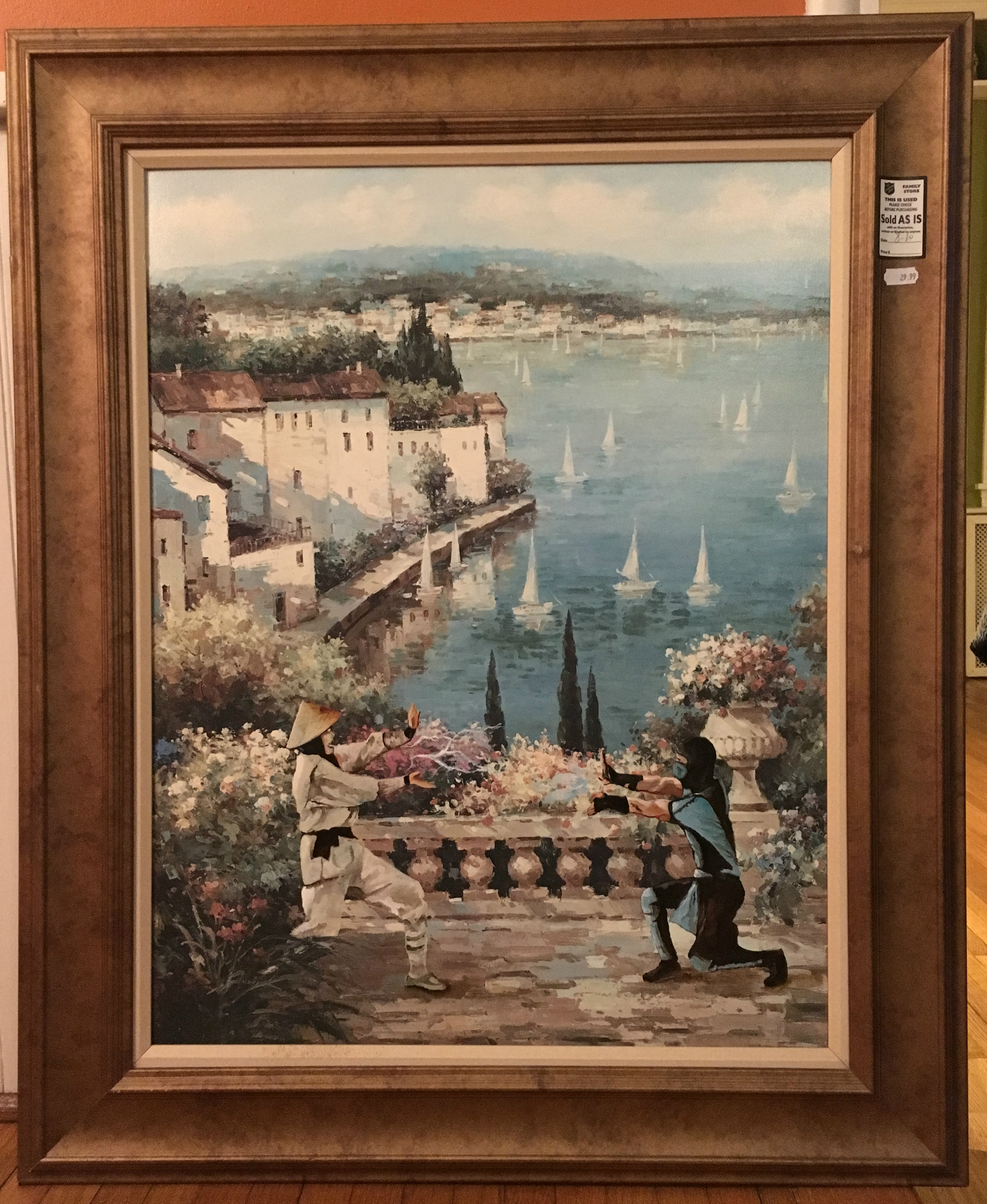 2912x3553 Just Finished Painting A Mortal Kombat Fight Into This Thrift - Mortal Kombat Painting