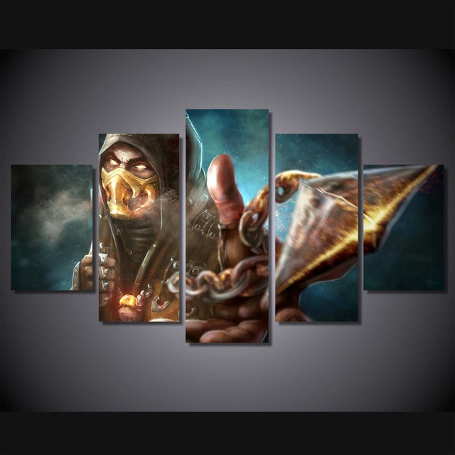 640x640 Hd Printed Mortal Kombat X Scorpion Canvas Painting On The Wall - Mortal Kombat Painting