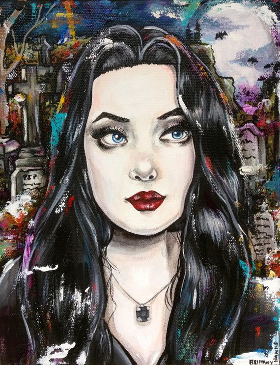 570x743 Morticia Addams Archival Fine Art Print 11x14 Print - Morticia Addams Painting