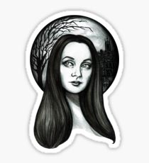 210x230 Morticia Addams Painting Amp Mixed Media Stickers Redbubble - Morticia Addams Painting