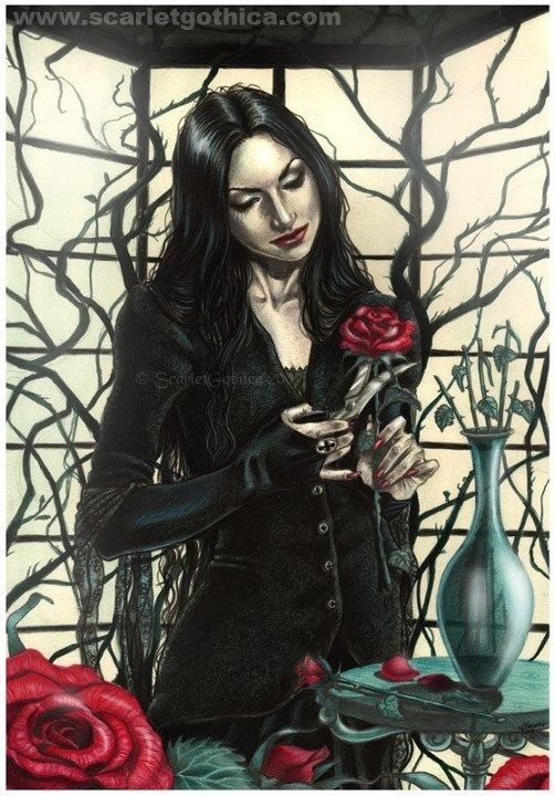 502x720 Morticia Addams Fan Art By Scarlet Gothica Monster Mash - Morticia Addams Painting