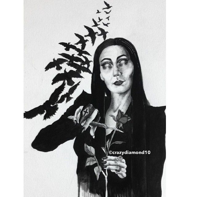 640x640 Naris @crazydiamond10 Instagram Photos Morticia Addams Ink - Morticia Addams Painting