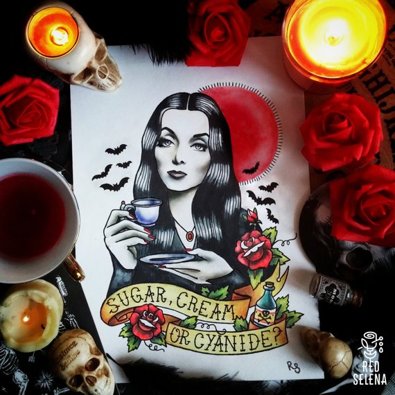 570x570 Original Painting And Prints Morticia Addams Family Poster - Morticia Addams Painting