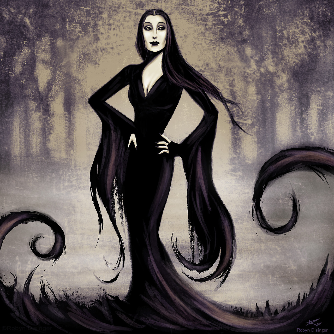 Morticia Addams Painting at PaintingValley.com | Explore collection of ...