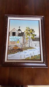 169x300 H. Hargrove Serigraph Morton Salt Signed Painting W Solid Oak - Morton Salt Painting