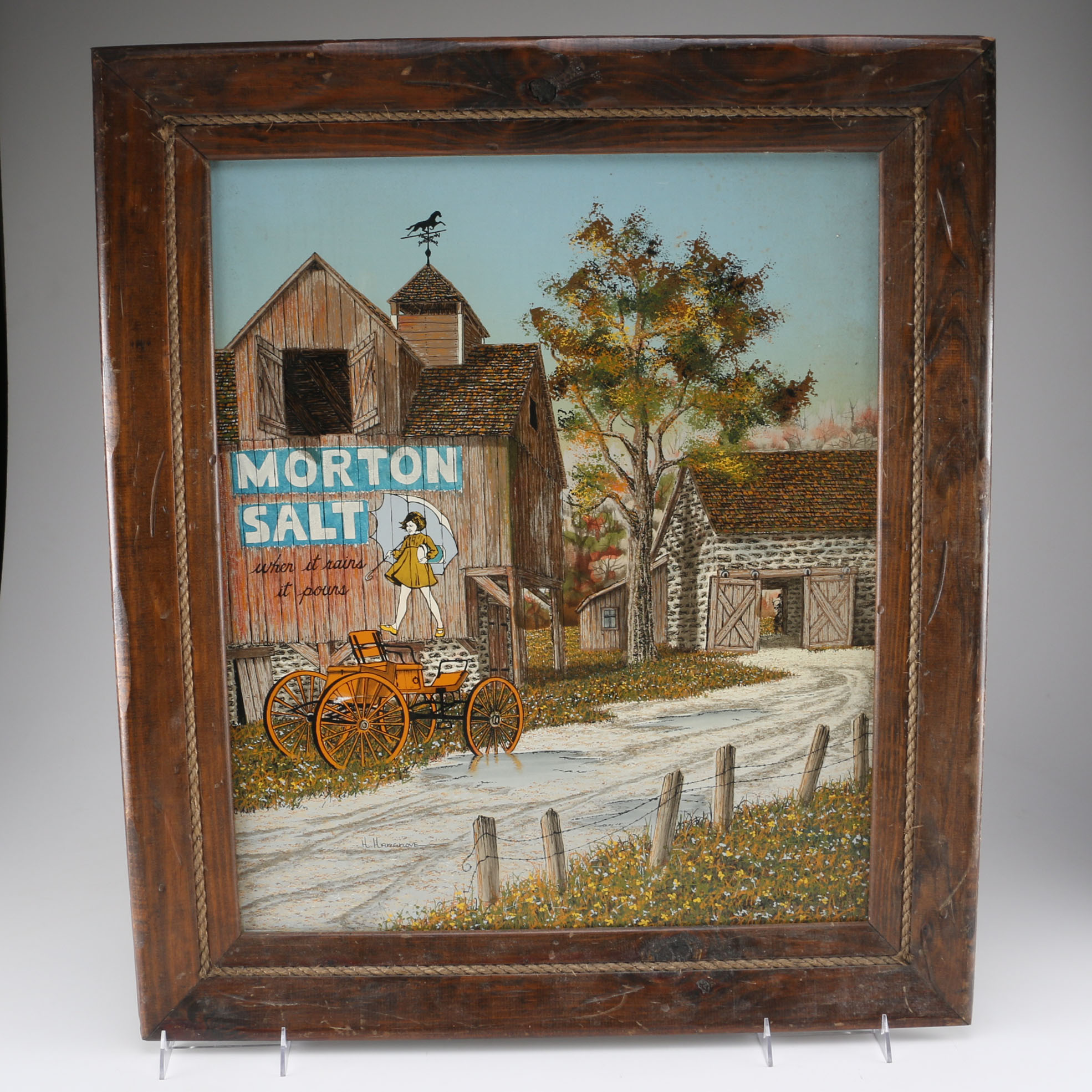 1970x1970 H. Hargrove Signed Morton Salt Painting On Canvas Ebth - Morton Salt Painting