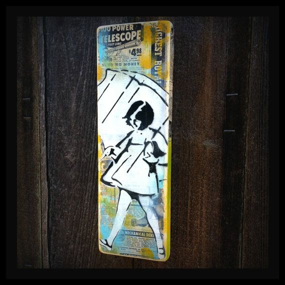 570x570 Morton Salt Girl Graffiti Art Painting Original Art On Wood Canvas - Morton Salt Painting