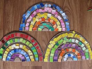 320x240 Paint Chip Mosaic Rainbows. You Could Use Little Squares Cut - Mosaic Painting For Kids
