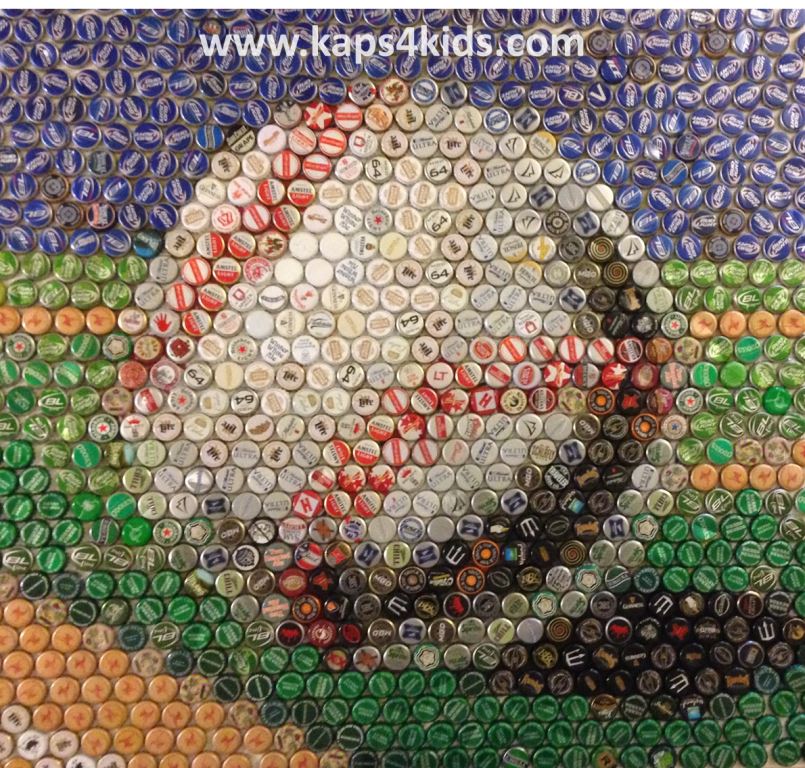 805x768 Bottle Cap Mosaics Kaps For Kids - Mosaic Painting For Kids