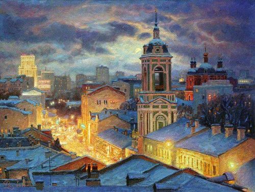 500x377 Moscow Skyline Painting From Russia With Love - Moscow Painting