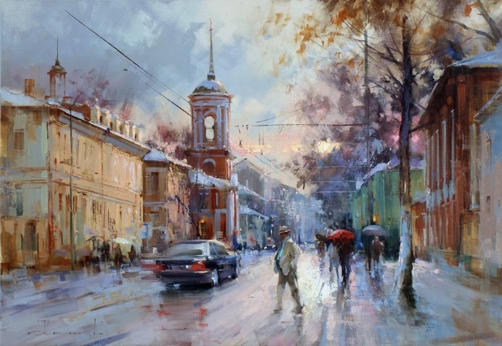 1000x690 Painting (Picture) Pranks Moscow Weather. Bolshaya Ordynka - Moscow Painting