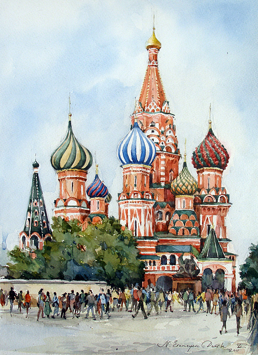 510x700 St. Basil Cathedral Moscow Russia Painting By Natalia Eremeyeva - Moscow Painting