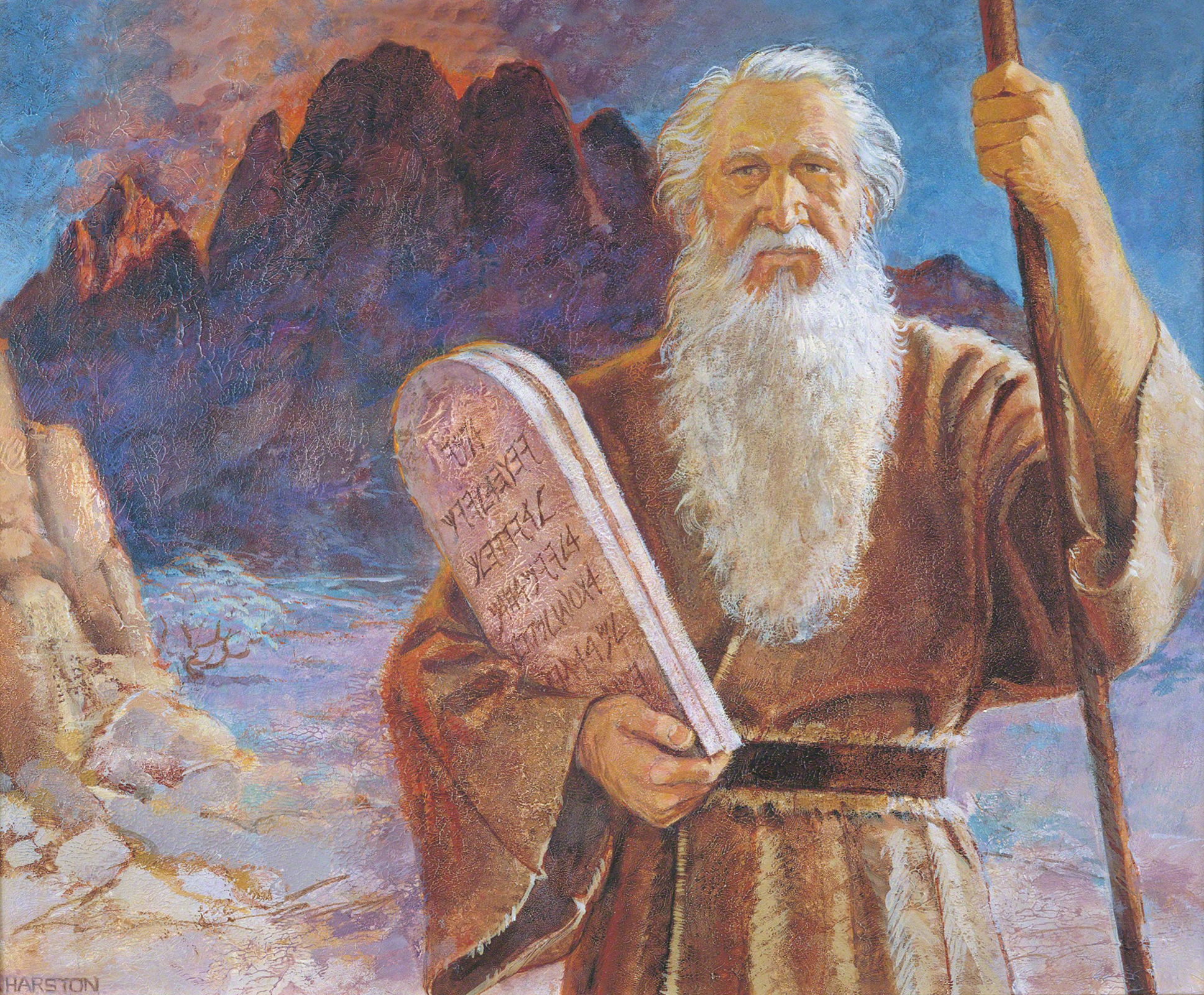1937x1600 Moses And The Tablets - Moses 10 Commandments Painting