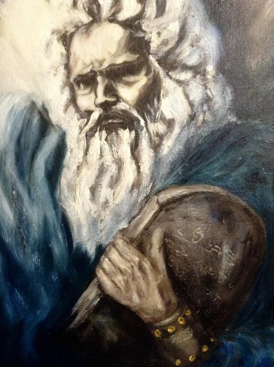 538x720 Moses And The Ten Commandments With The Glory Of God Shining Down - Moses 10 Commandments Painting