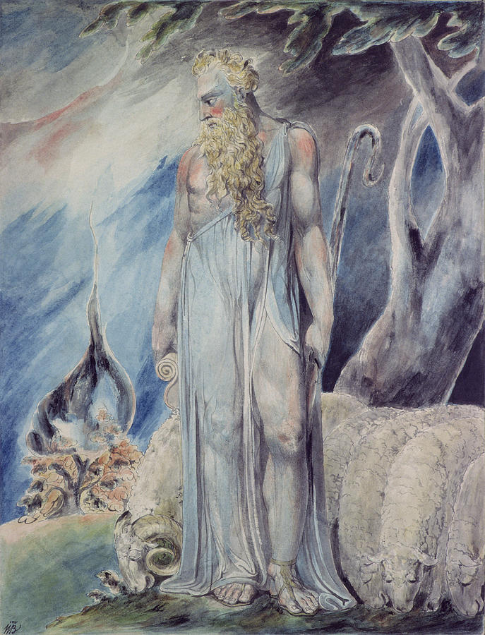 687x900 Moses And The Burning Bush Painting By William Blake - Moses And The Burning Bush Painting