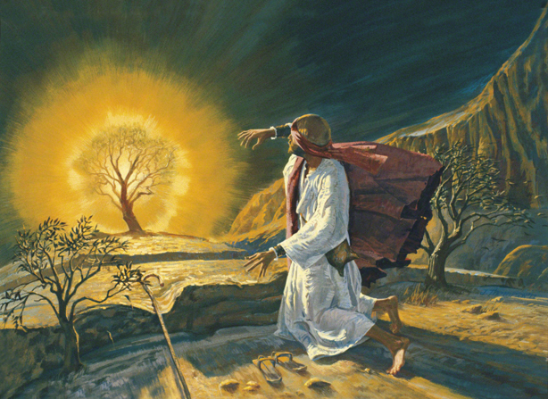 614x447 Moses And The Burning Bushes - Moses And The Burning Bush Painting