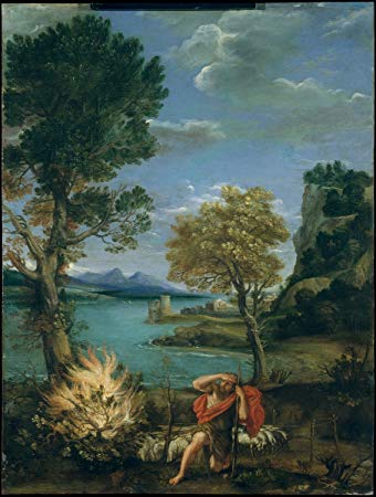 340x450 Historic Pictoric Painting Landscape With Moses - Moses Burning Bush Painting