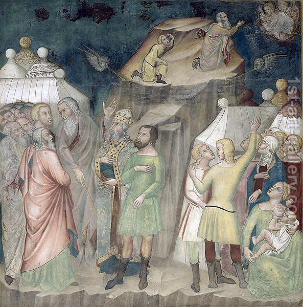 593x600 Moses On Mount Sinai 1356 67 Manfredi De Battilor Bartolo Di Fredi - Moses On Mount Sinai Painting