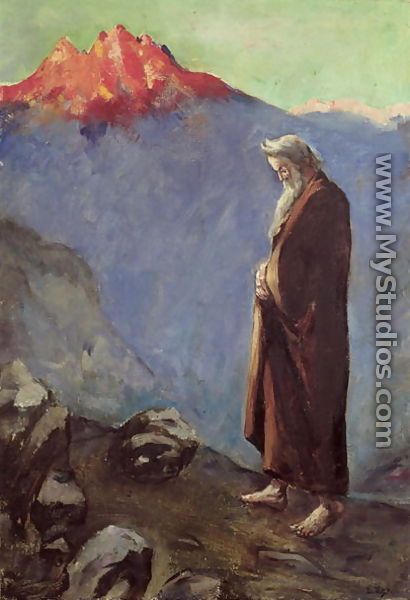 410x600 Ury Lesser Paintings - Moses On Mount Sinai Painting