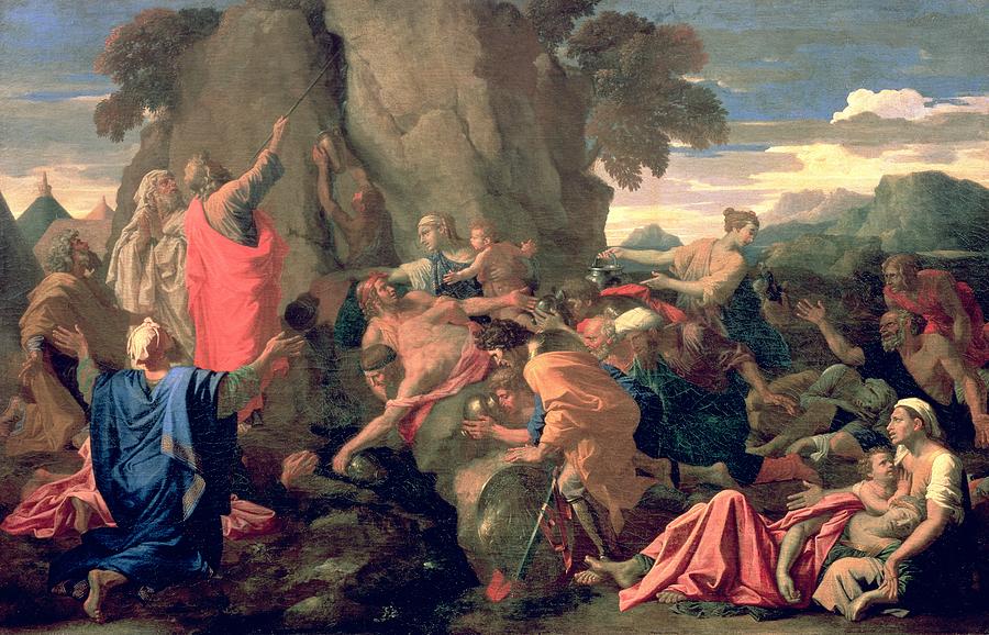 900x578 Moses Striking Water From The Rock Painting By Nicolas Poussin - Moses Painting