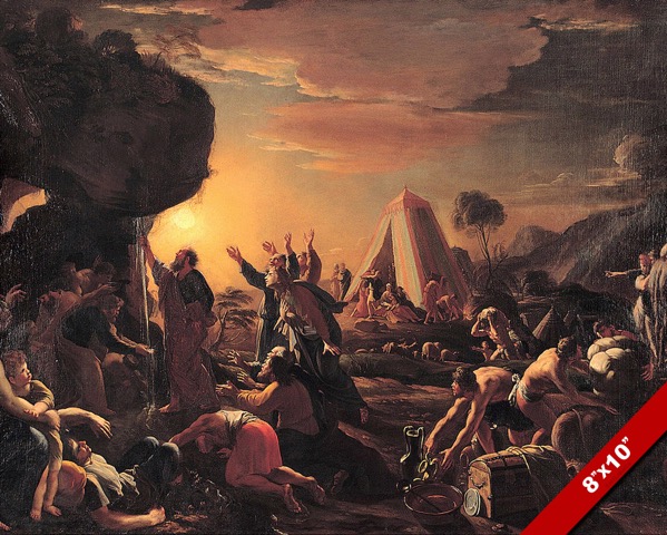 599x480 Moses Drawing Water From A Rock Painting Torah Bible Art Real - Moses Painting