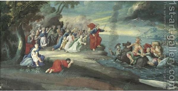 600x307 Moses Parting The Red Sea Northern School Reproduction 1st Art - Moses Parting The Red Sea Painting