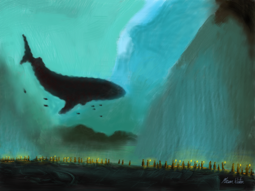 1024x768 Moses Leads Through Red Sea By Masonweston - Moses Red Sea Painting