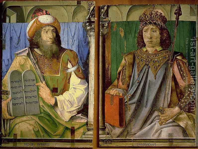796x600 Moses With The Ten Commandments And Solomon From A Series - Moses Ten Commandments Painting