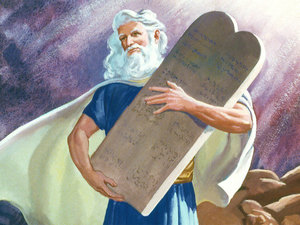 300x225 Free Bible Images God Announces The Ten Commandments On Mount - Moses Ten Commandments Painting
