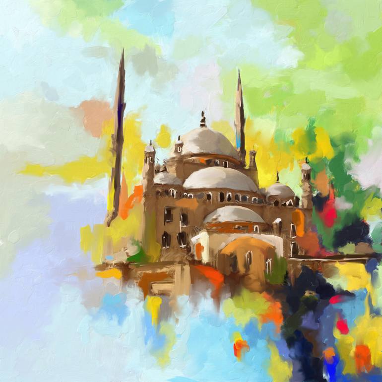 770x770 Saatchi Art Mosque Of Muhammad Ali Pasha 418 I Painting By - Mosque Painting