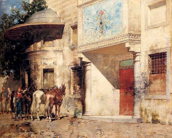 720x575 Alberto Pasini Outside The Mosque Painting Anysize 50% Off - Mosque Painting
