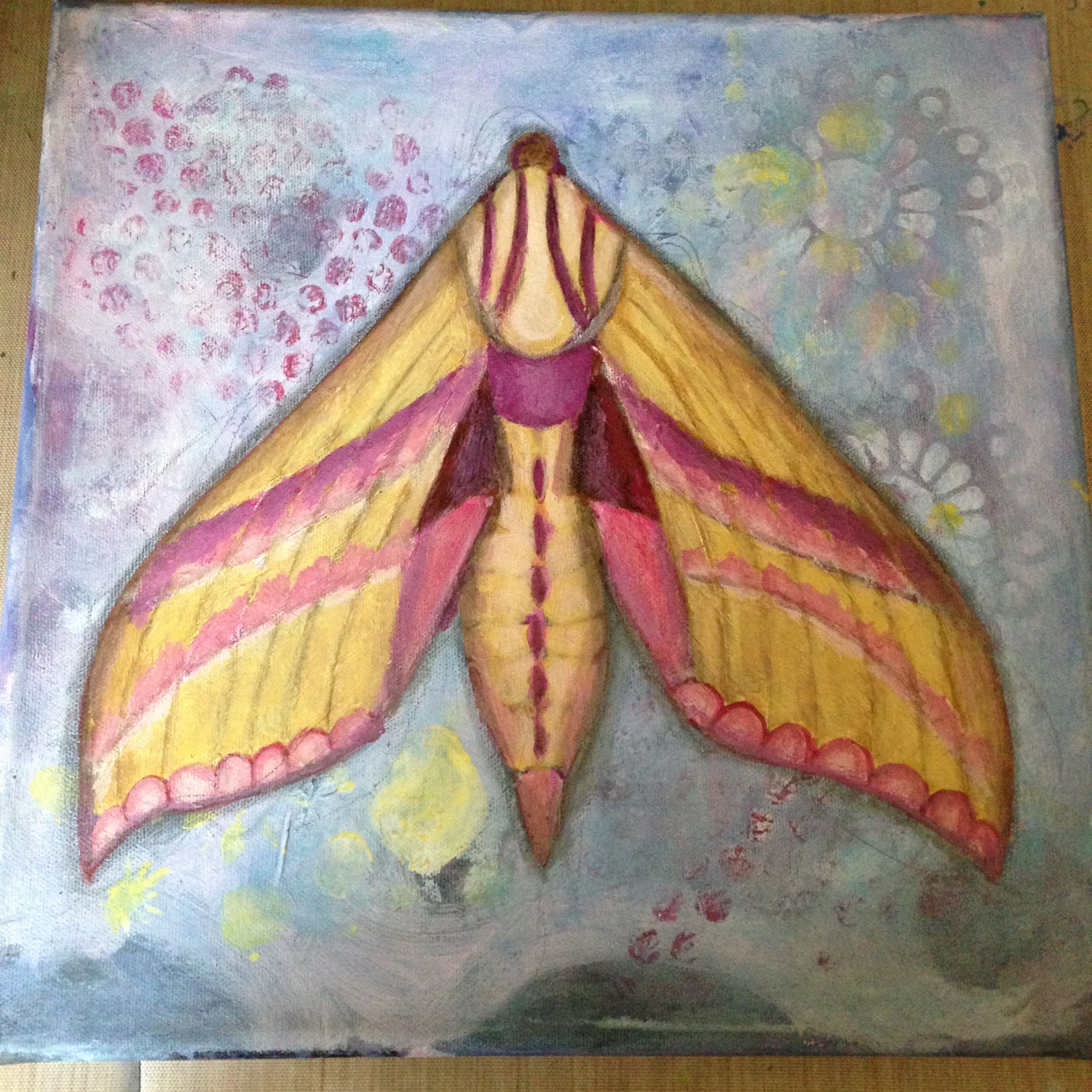 2448x2448 Elephant Hawk Moth Painting Joanne Seale Butterflies Amp Moths - Moth Painting