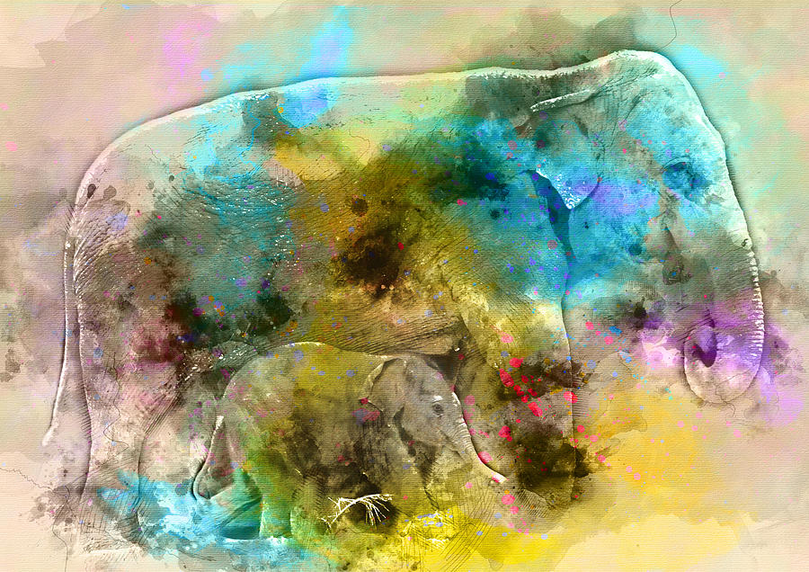 900x636 Mother And Baby Elephant Animal Decorative Poster 7 - Mother And Baby Elephant Painting