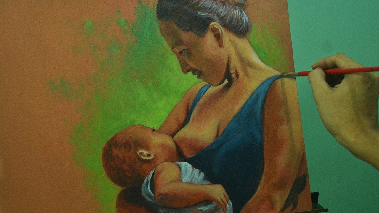 1280x720 Acrylic Painting Lesson - Mother And Child Painting