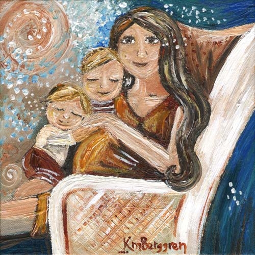 500x499 Archival Print, Mother Child, Family, Two Children, Pregnant - Mother And Child Painting