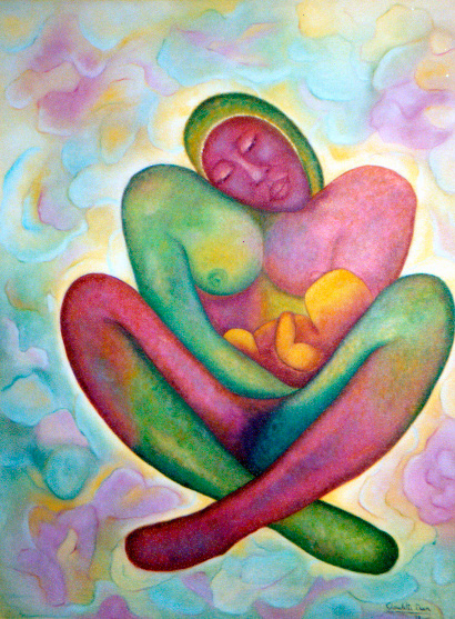 410x557 Claudette Dean - Mother And Child Painting Abstract