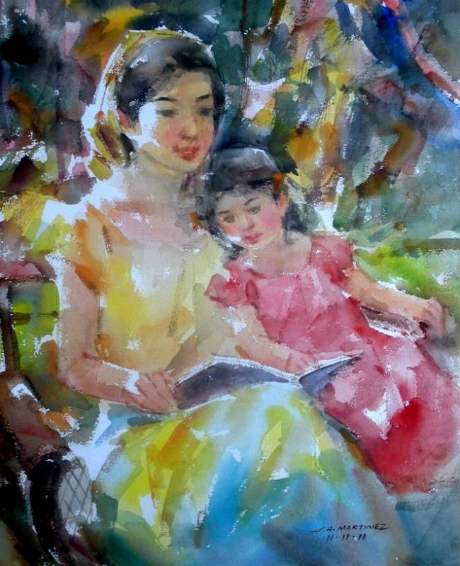 650x800 Jun Martinez Painting - Mother And Child Painting Abstract