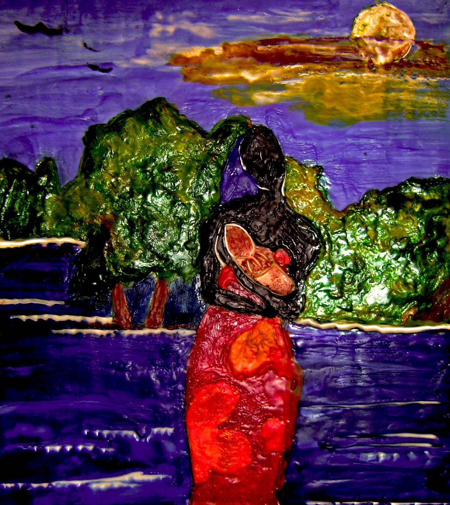 1470x1650 Kathleen Flowers Artwork African Mother And Child Original - Mother And Child Painting Abstract