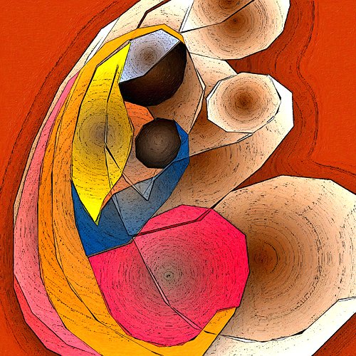 500x500 Mother And Child Abstract Canvas Painting - Mother And Child Painting Abstract