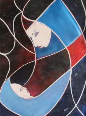 300x403 Abstract Paintings - Mother And Child Painting Abstract