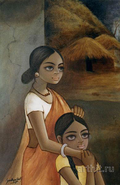 389x599 Impressionism. Mother And Daughter. Impressionism Oil Paintings - Mother And Daughter Oil Painting