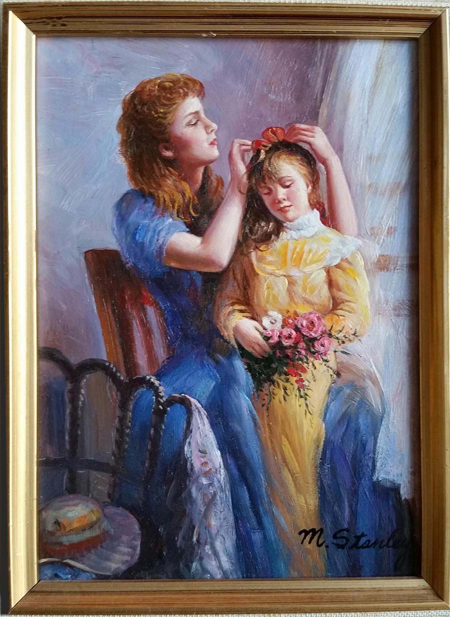 900x1235 M. Stanley - Mother And Daughter Oil Painting